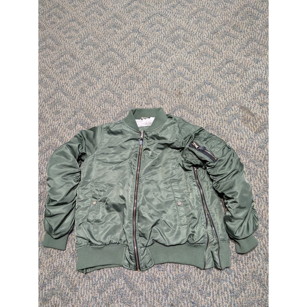 Steve Madden Olive Green Faux Fur Lined Bomber Jacket Mens Large OLA725